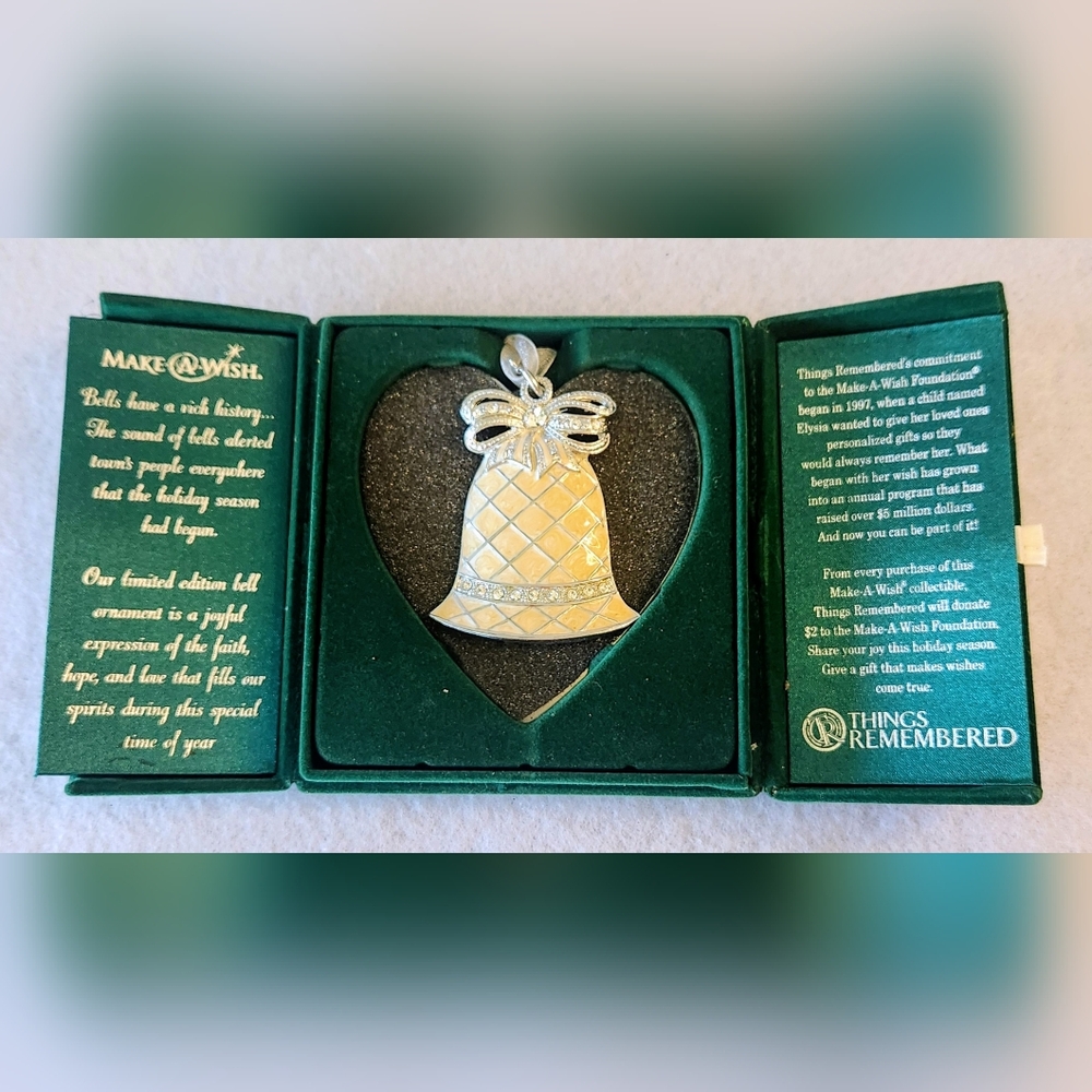 Rare! Make A Wish Things Remembered Enamel & Jeweled Bell Christmas Ornament MC